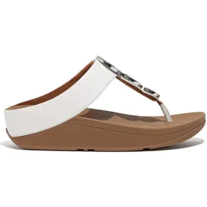 FitFlop Halo Bead-Circle Leather Urban White Toe-Post Sandals