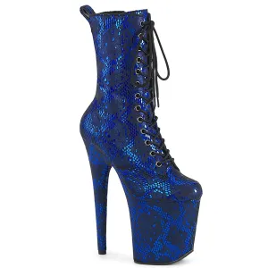 FLAMINGO-1040SPF  Blue Metallic Snake Print Fabric/M