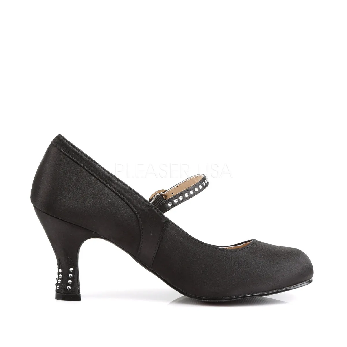 FLAPPER-20  Black Satin Pu