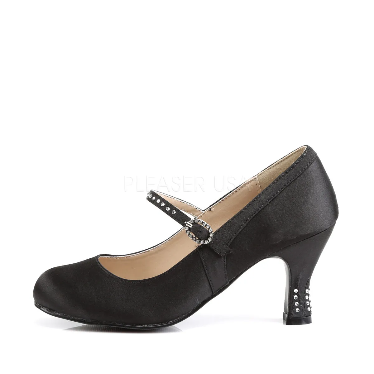 FLAPPER-20  Black Satin Pu