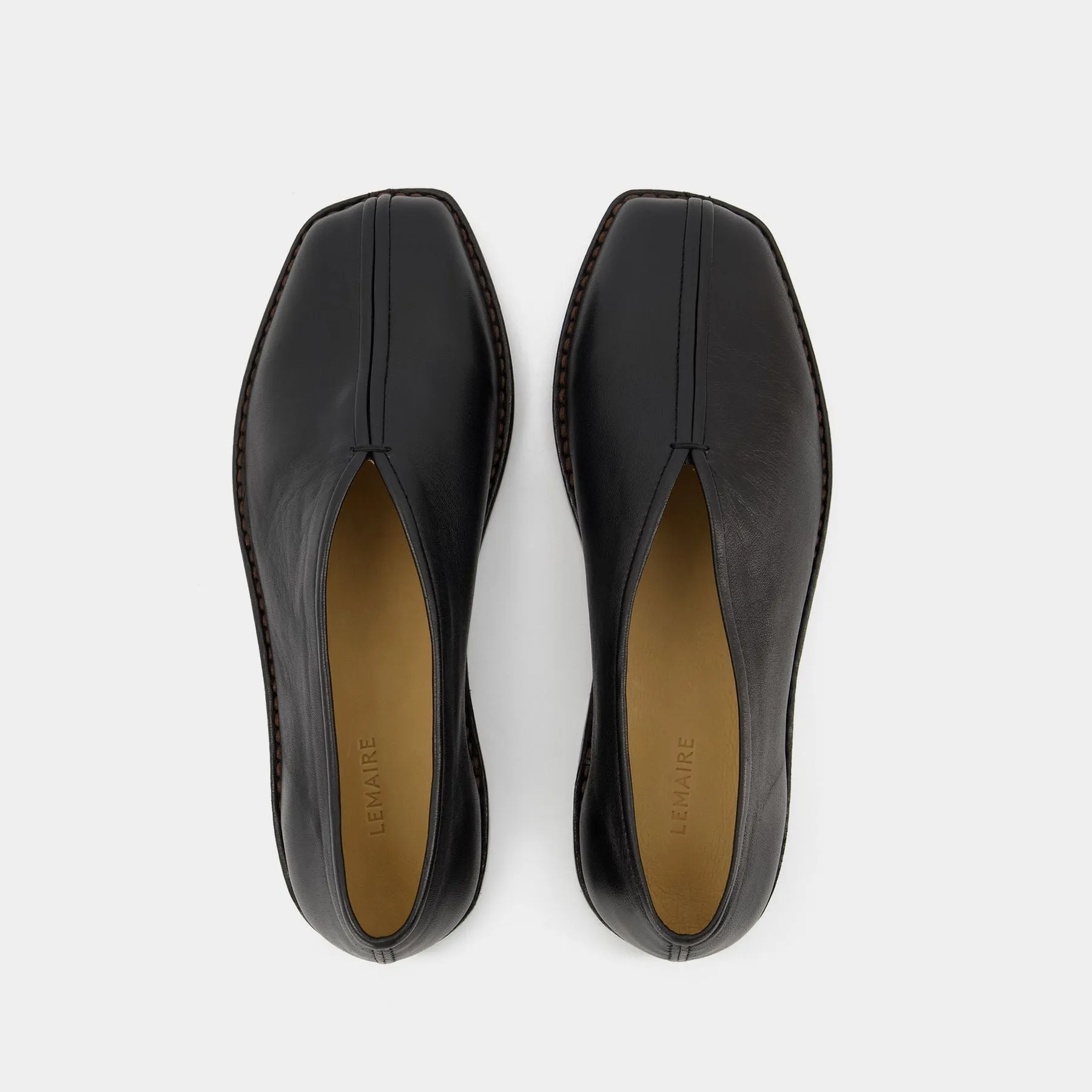 Flat Piped Mules - Lemaire - Black - Leather