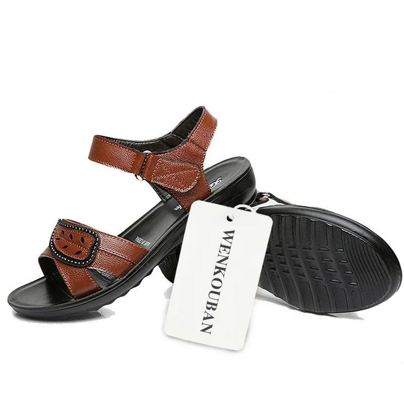 Flat Sandals Women Genuine Leather Sandals For Mother