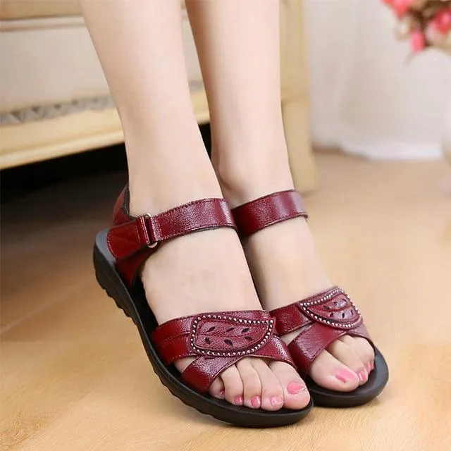 Flat Sandals Women Genuine Leather Sandals For Mother