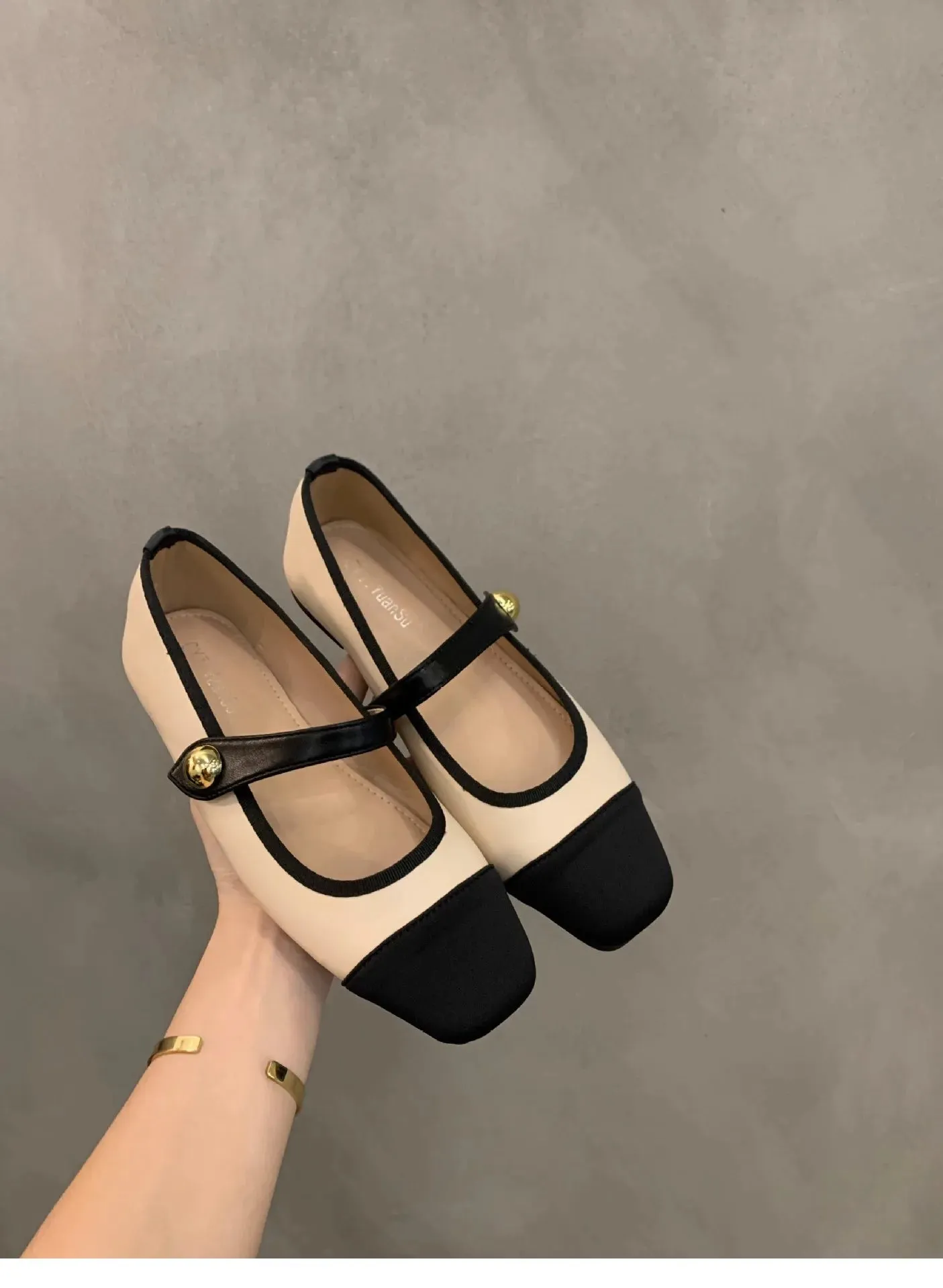 Flat Shoes Fashionable and Versatile Square Toe French Mary Jane Shoes Women New Summer Soft Soled Beanie Shoes Women
