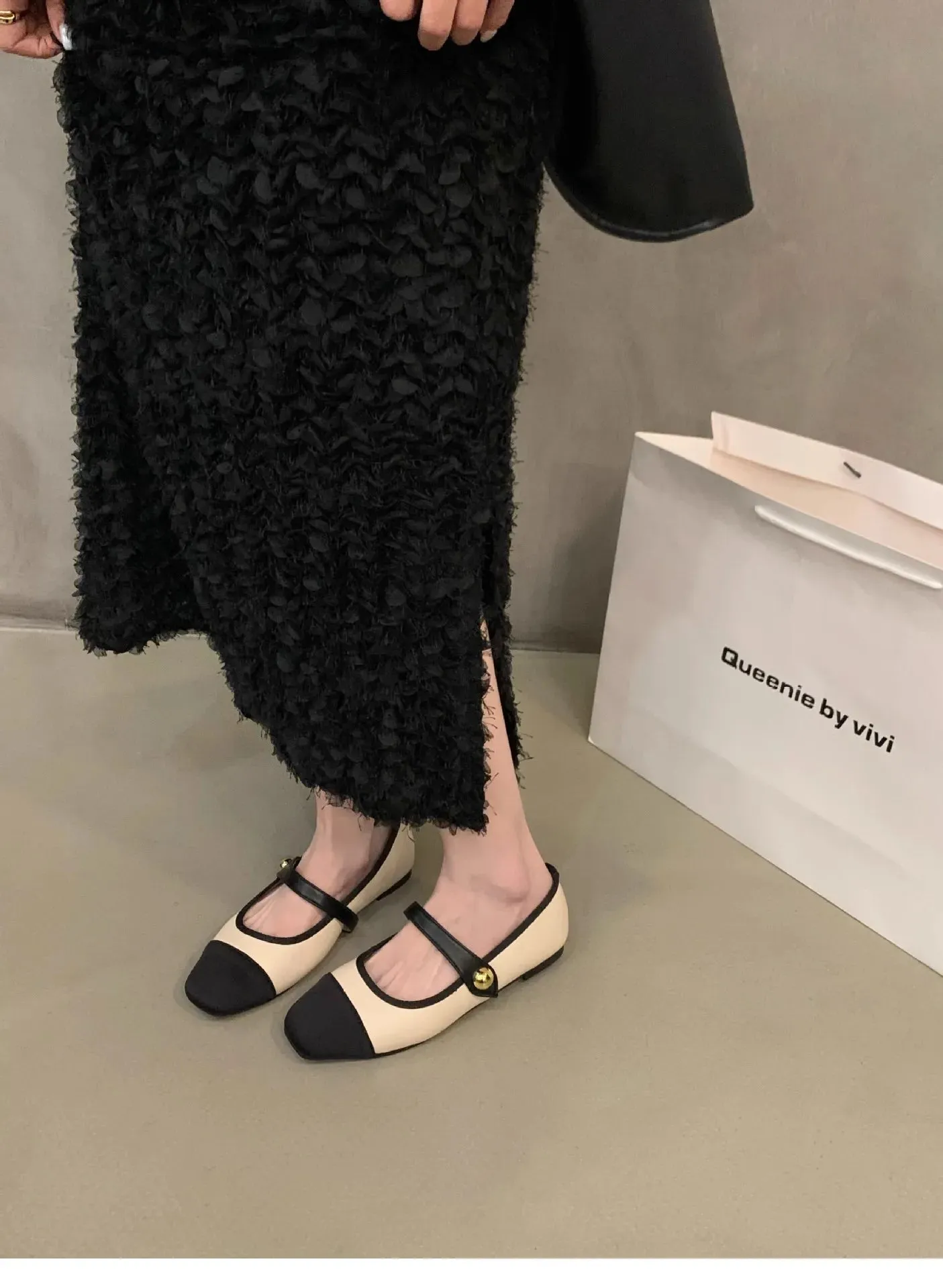 Flat Shoes Fashionable and Versatile Square Toe French Mary Jane Shoes Women New Summer Soft Soled Beanie Shoes Women