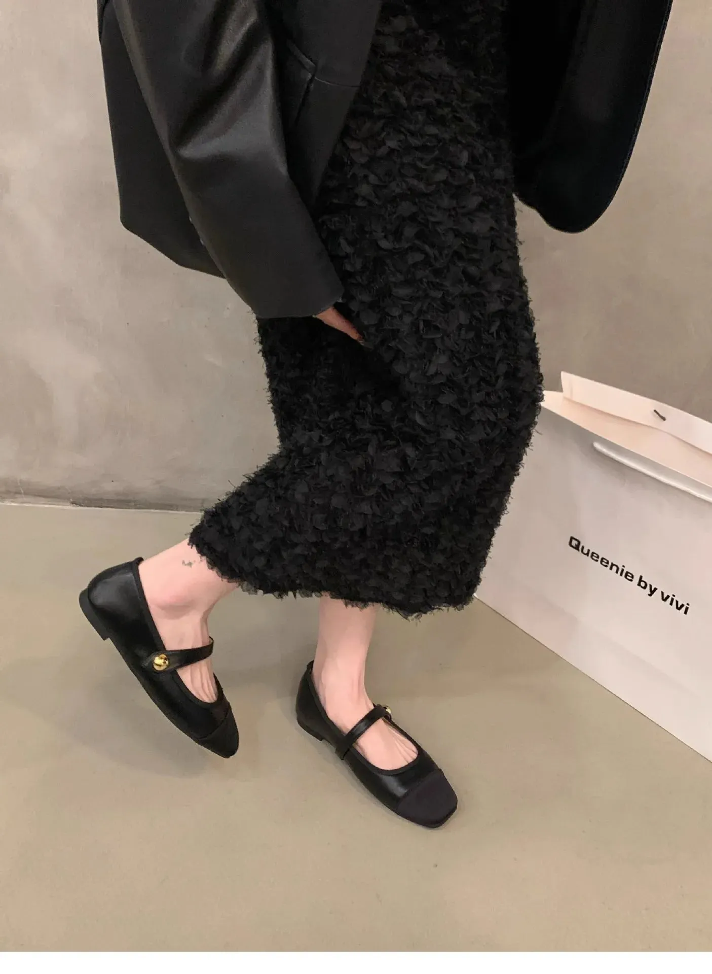 Flat Shoes Fashionable and Versatile Square Toe French Mary Jane Shoes Women New Summer Soft Soled Beanie Shoes Women