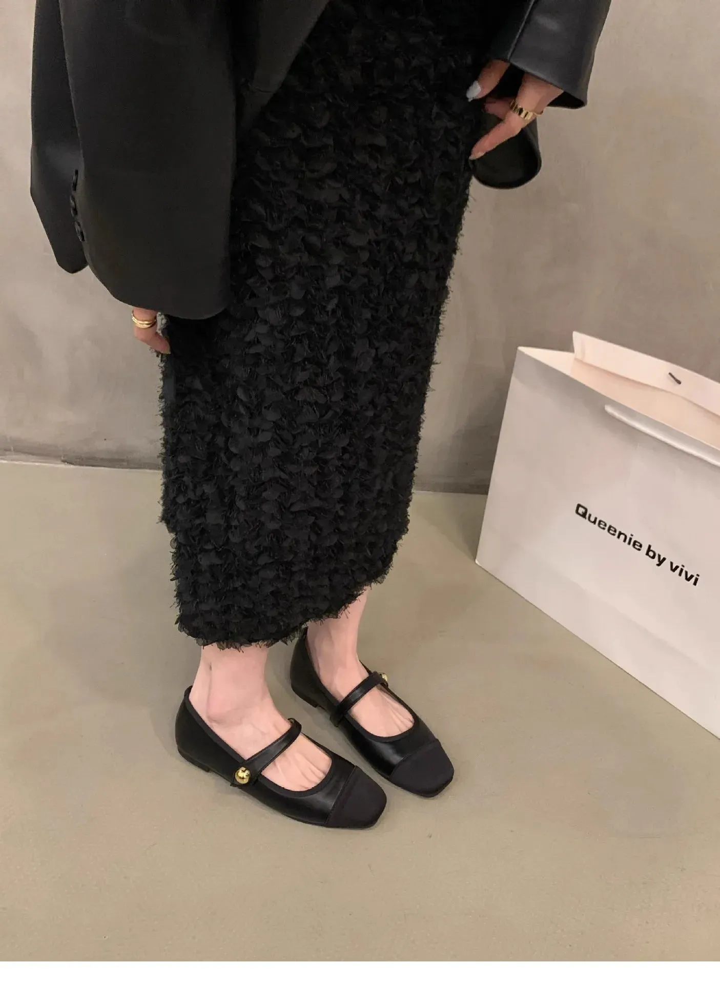 Flat Shoes Fashionable and Versatile Square Toe French Mary Jane Shoes Women New Summer Soft Soled Beanie Shoes Women