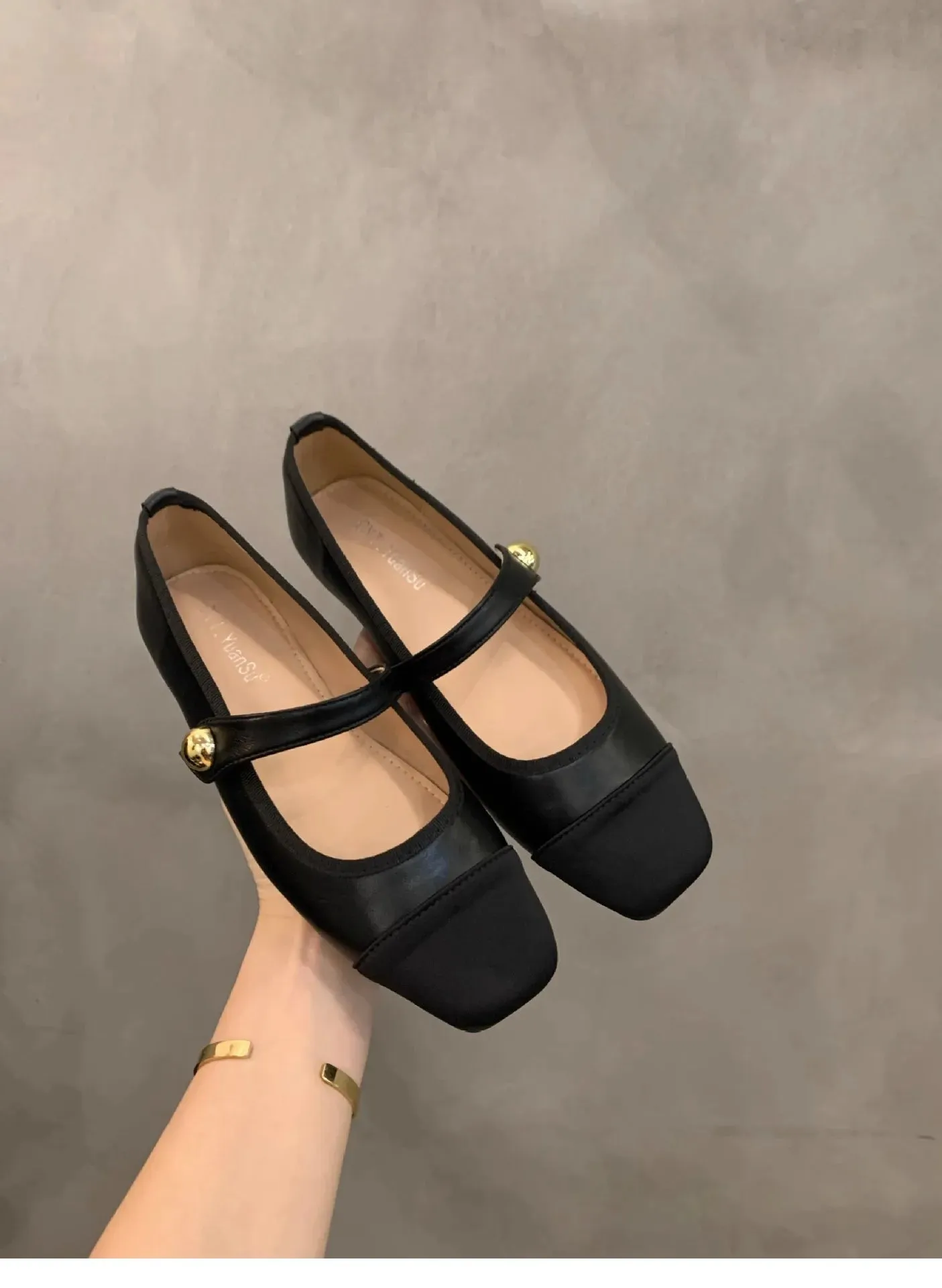 Flat Shoes Fashionable and Versatile Square Toe French Mary Jane Shoes Women New Summer Soft Soled Beanie Shoes Women