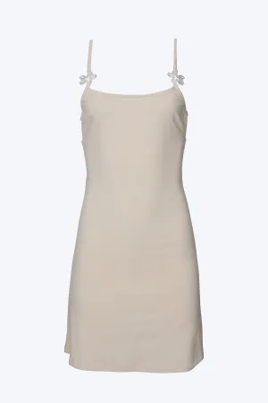 FLORAL-EMBELLISHED OPEN-BACK STRETCH-JERSEY MINI DRESS