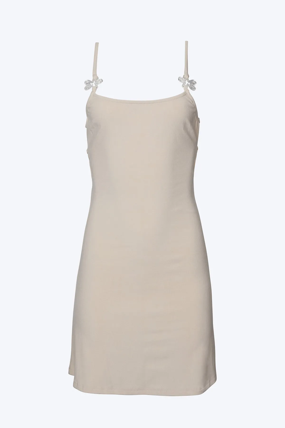 FLORAL-EMBELLISHED OPEN-BACK STRETCH-JERSEY MINI DRESS