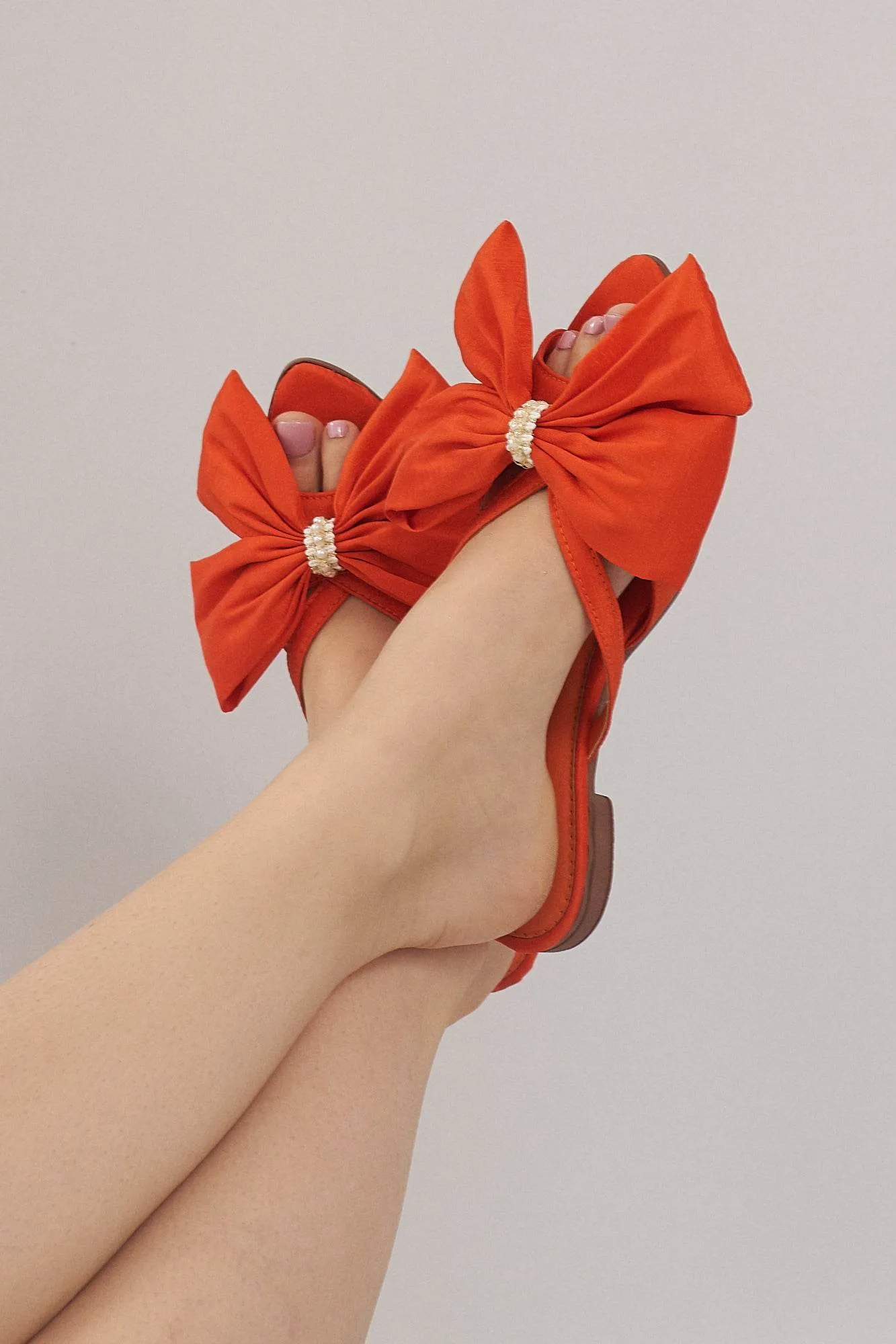 France Flats With Bow - Orange