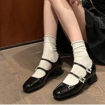French Mary Jane Shoes, Versatile Slimming Thick Heel Women's Shoes