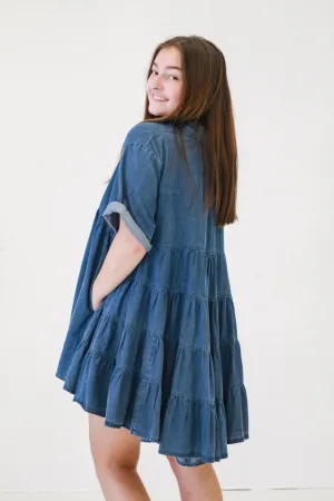 Frilled About it All Dark Denim Dress