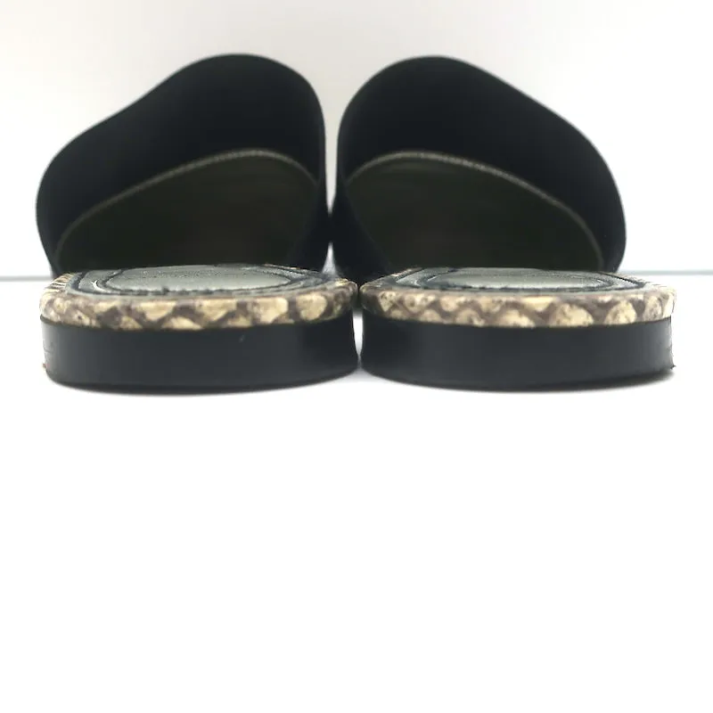 Givenchy Bedford Flat Mules Grey Python-Embossed Leather Size 38