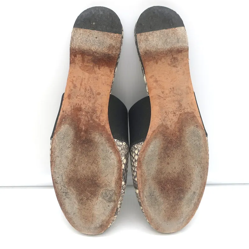 Givenchy Bedford Flat Mules Grey Python-Embossed Leather Size 38