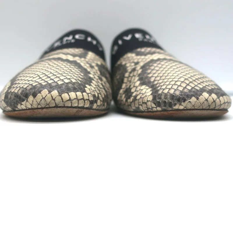 Givenchy Bedford Flat Mules Grey Python-Embossed Leather Size 38