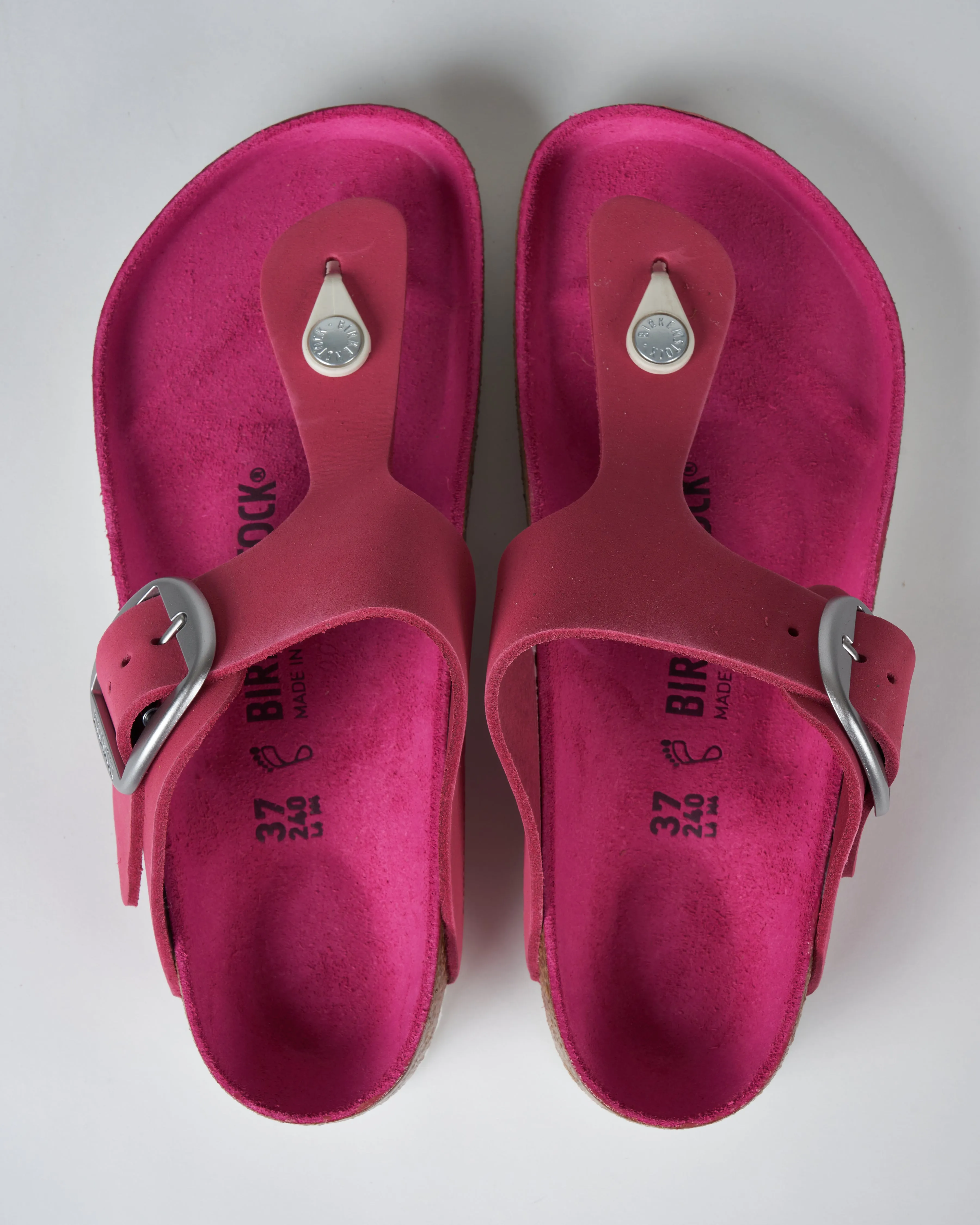 gizeh big buckle sandal - nubuck fuchsia tulip