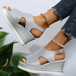Gold wedges with glitter