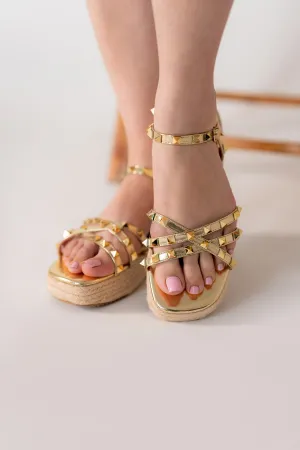 Golden Glam Flat Sandals