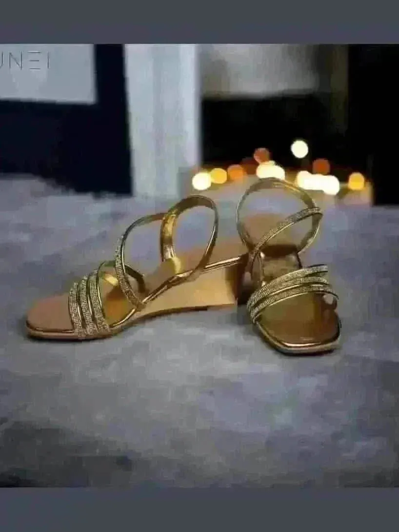 Golden Glitter Wedges