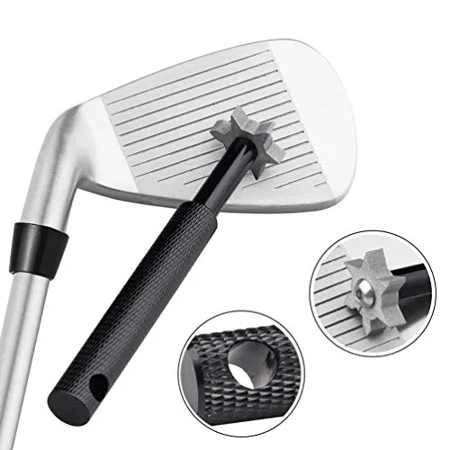 Golf Club Groove Sharpener, Golf Club Cleaner and Iron Wedge Groove Sharpener Tool with 6 Carbide Tungsten Steel Cutters, Golf Club Re-Grooving Cleaning Tool 6-Tip, Golf Accessory (Black)