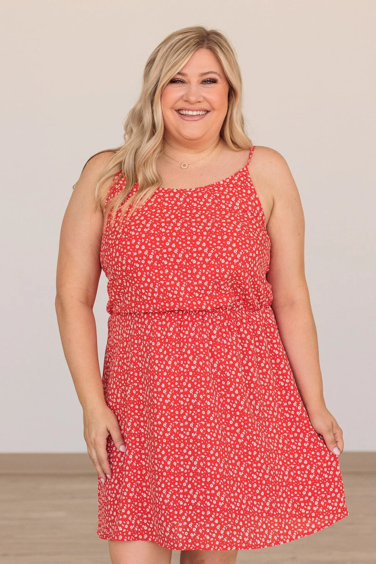 Gracious Feelings Floral Mini Dress- Red