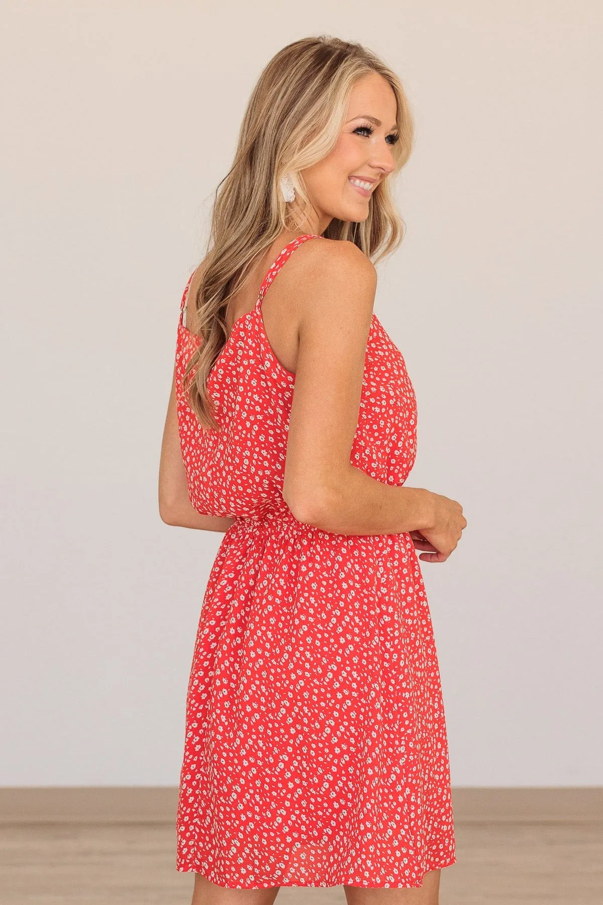 Gracious Feelings Floral Mini Dress- Red