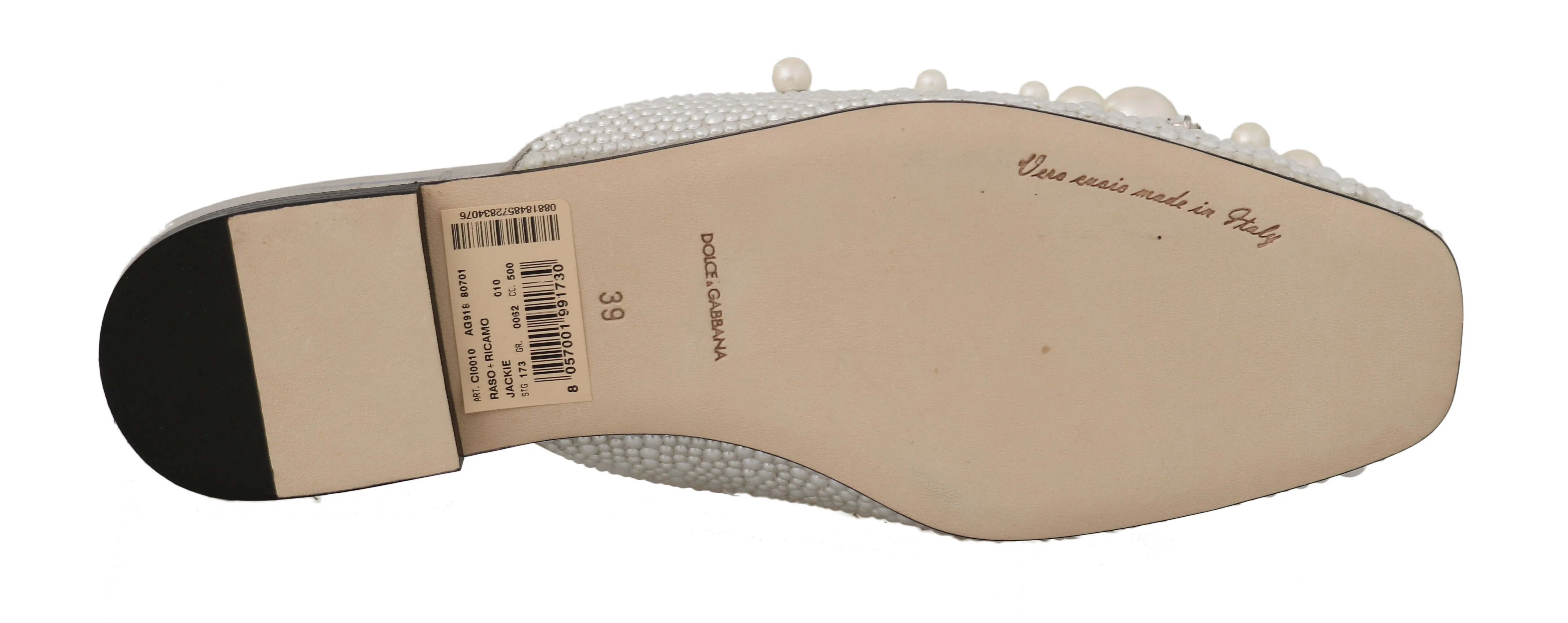 Gray Satin Leather Pearl Lace Mules