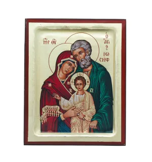 Greek Hand Painted Serigraph, Holy Family