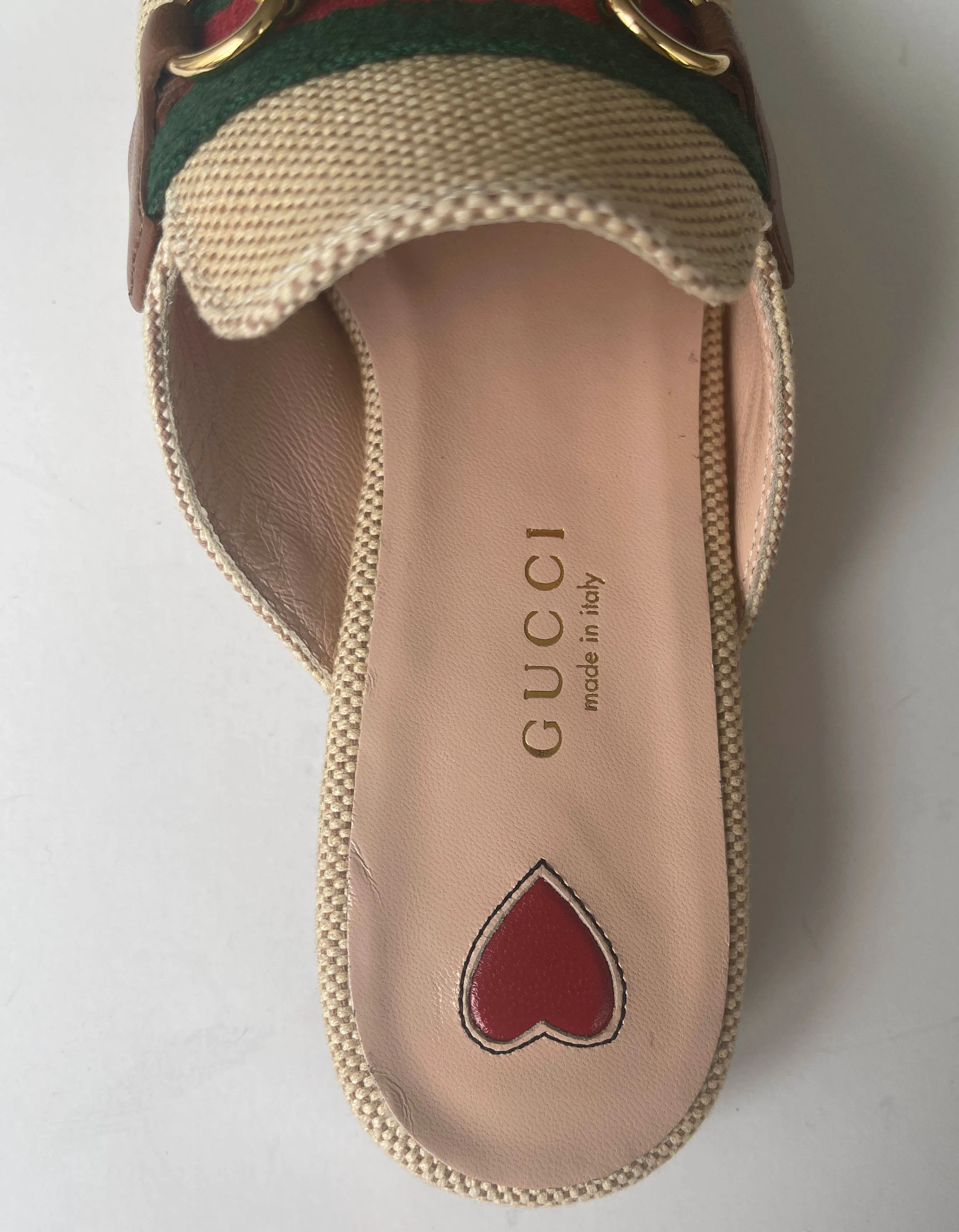 Gucci 2019 NEW Beige Princetown Canvas Bit Mules sz 34.5