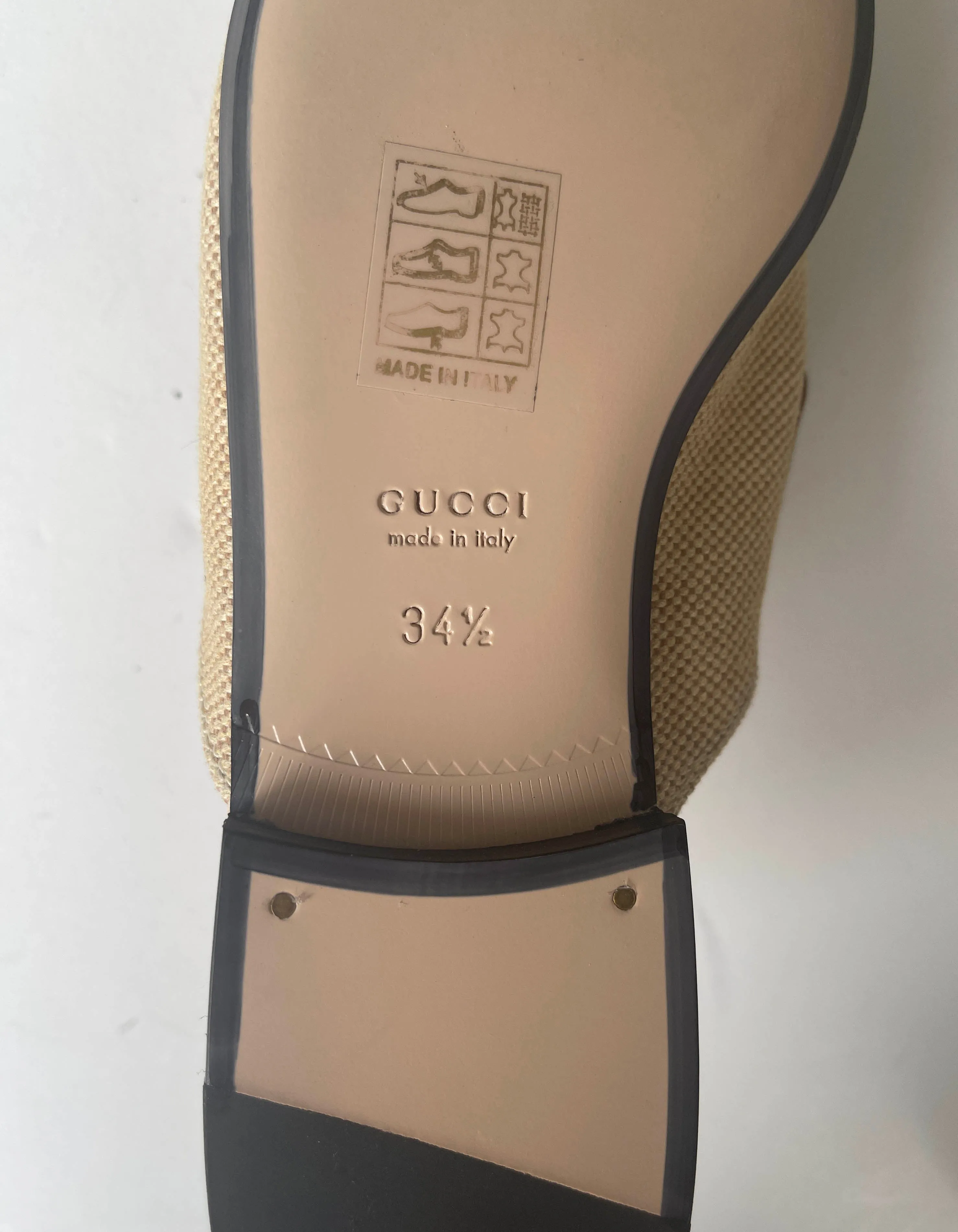 Gucci 2019 NEW Beige Princetown Canvas Bit Mules sz 34.5