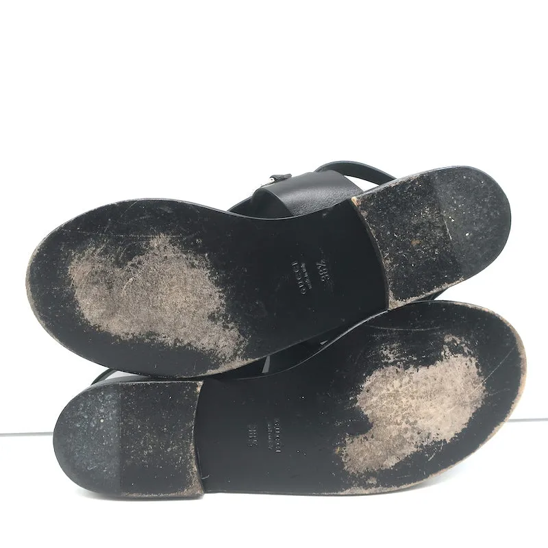 Gucci Horsebit Strappy Slingback Sandals Black Leather Size 38.5