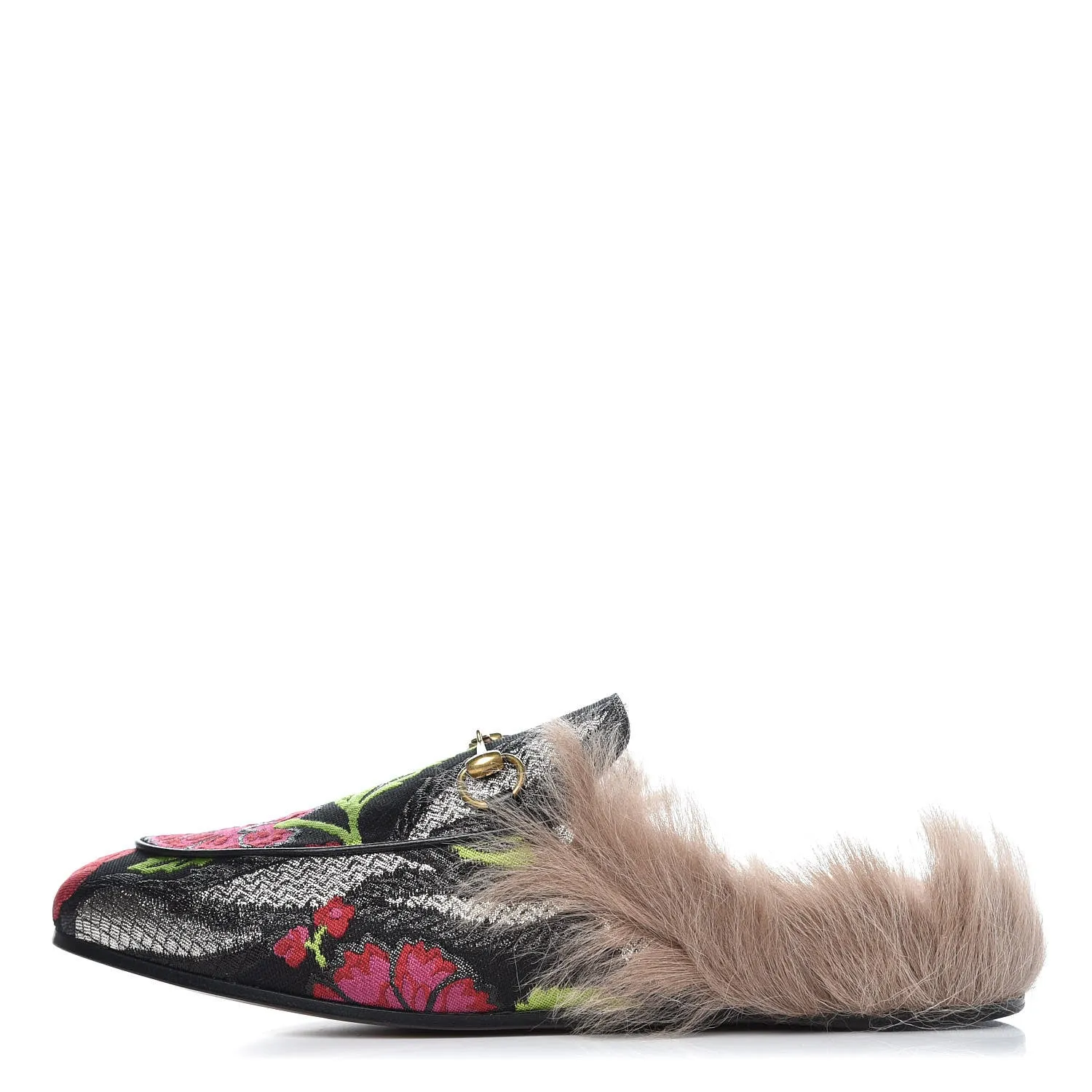 Gucci Women's Princetown Apron Toe Mules Tapestry Brocade