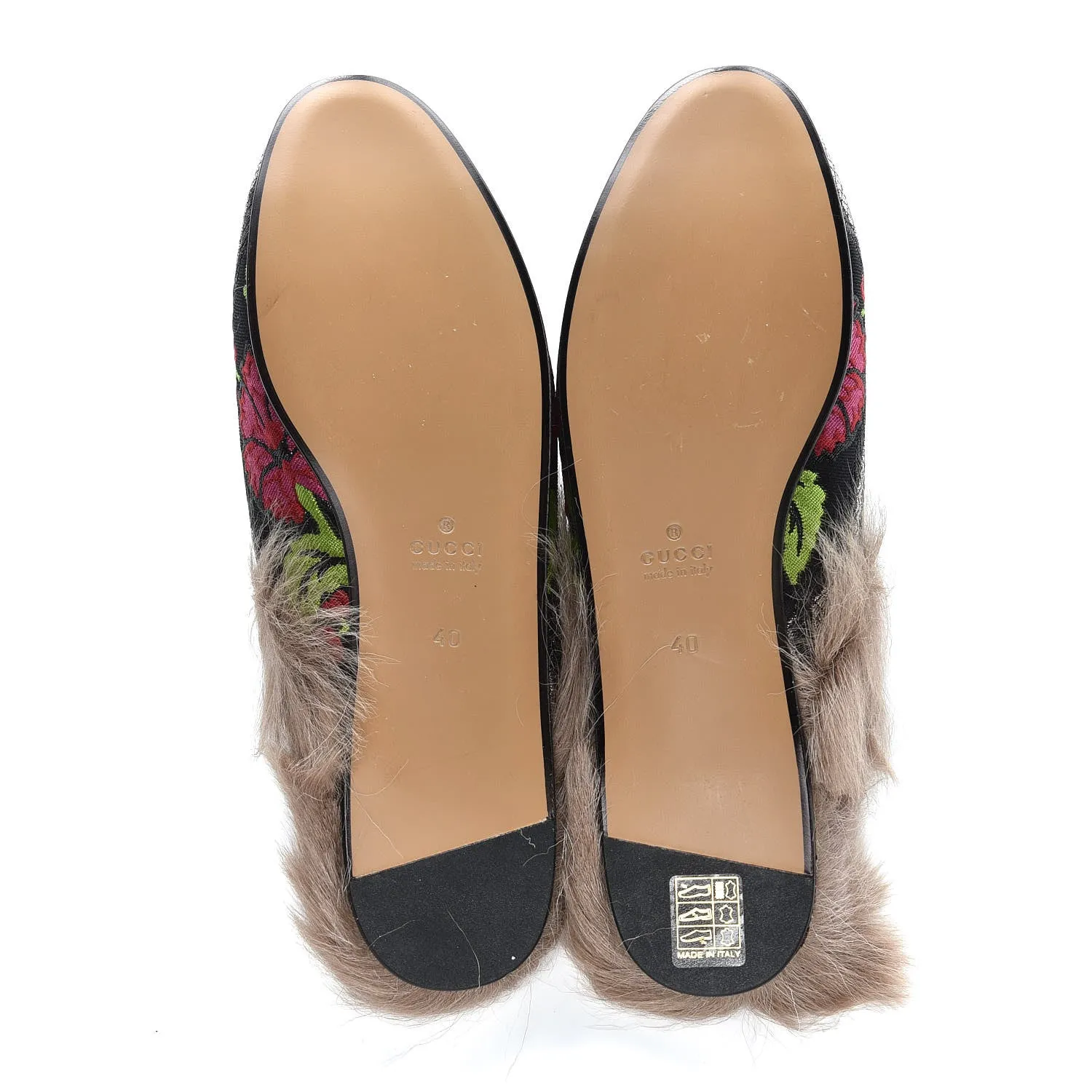 Gucci Women's Princetown Apron Toe Mules Tapestry Brocade
