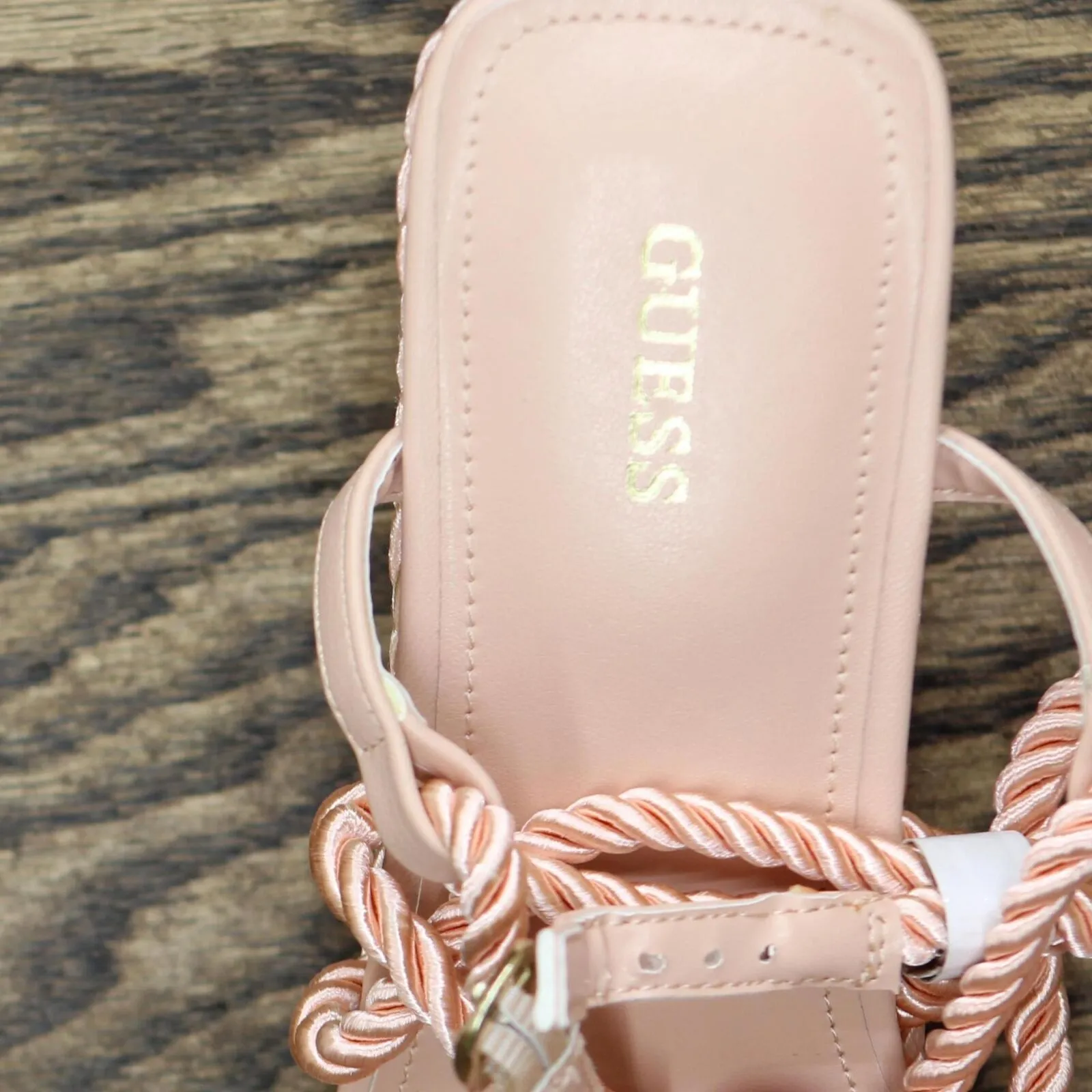 Guess Womens Natesha Strappy Rope Wedges Sandals Shoes GWNATESHA Pink 9M