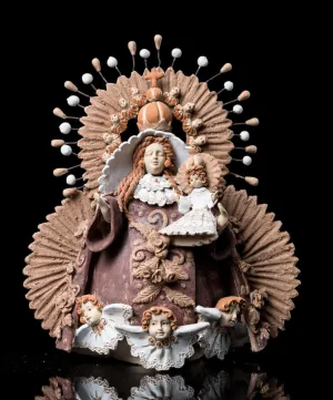 Hand Made Clay Virgin & Jesus Oaxacan Fine Mexican Pastillaje Pottery