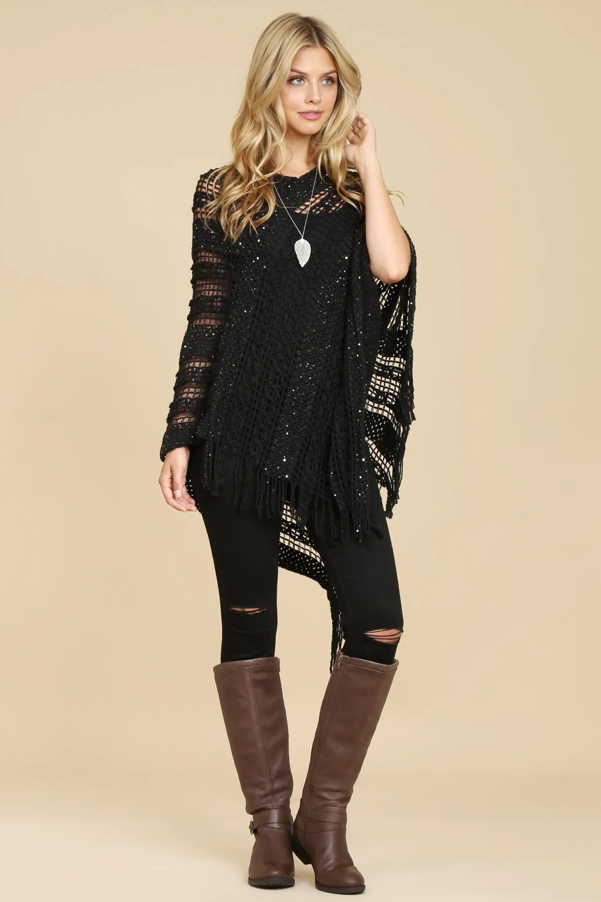 HDF2097 - CROCHET NATIVE PATTERN PONCHO