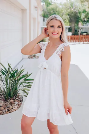 Heavenly Lace Self-Tie Dress - White