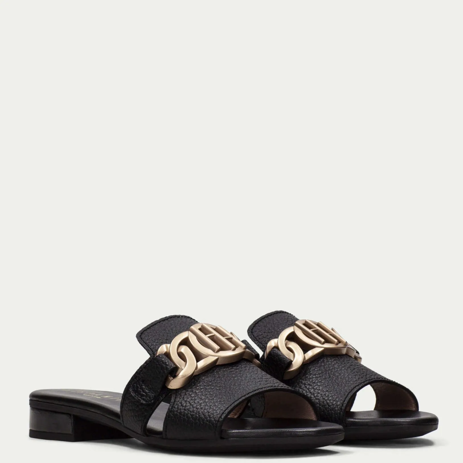 Hispanitas Black Leather Flat Mules