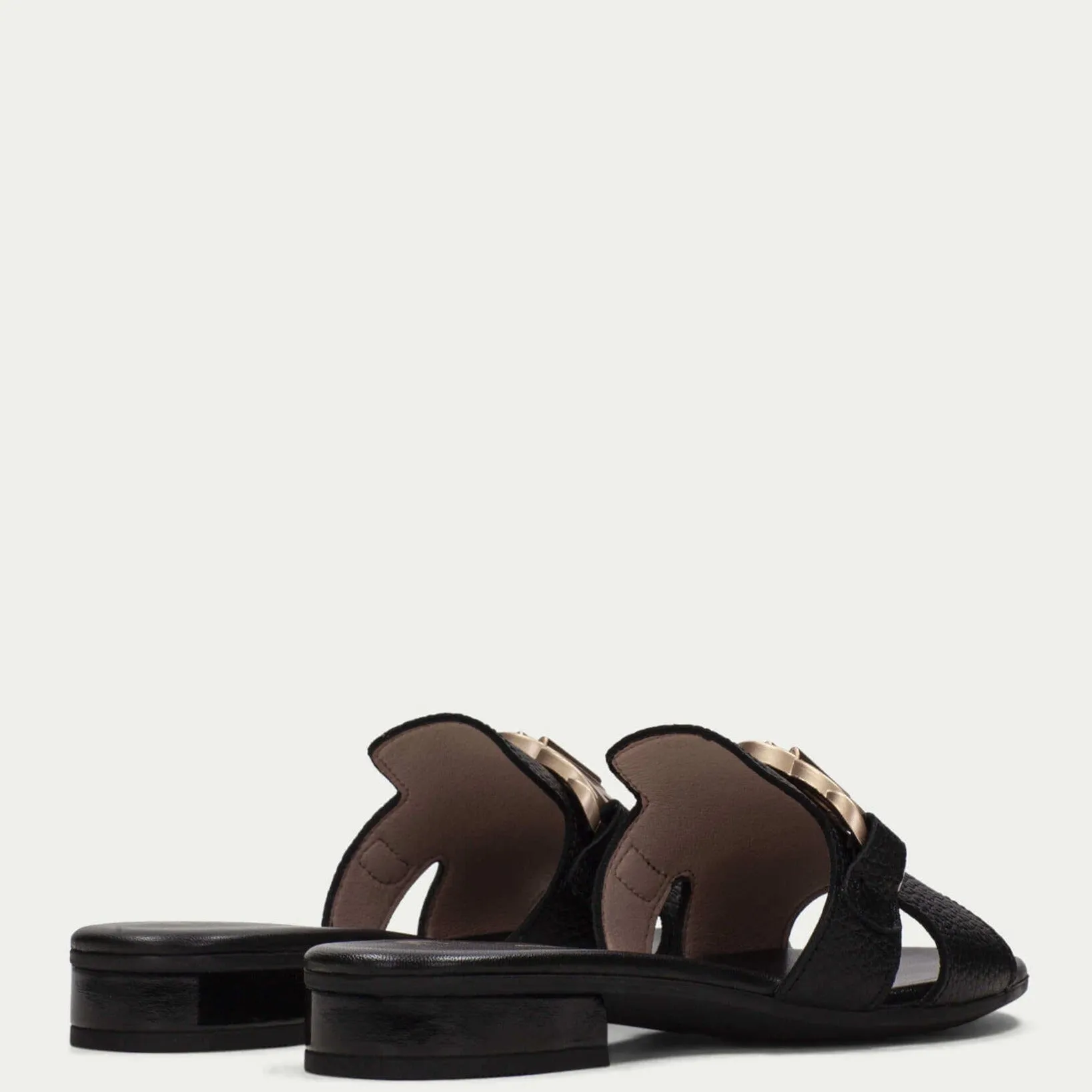Hispanitas Black Leather Flat Mules