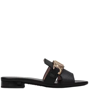 Hispanitas Black Leather Flat Mules