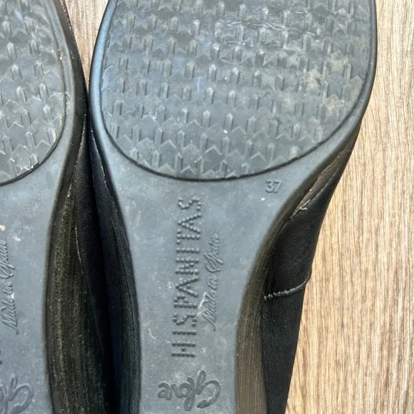 Hispanitas Black Leather Mini Wedges | 37