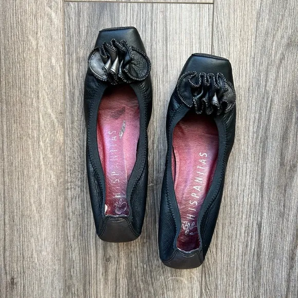 Hispanitas Black Leather Mini Wedges | 37