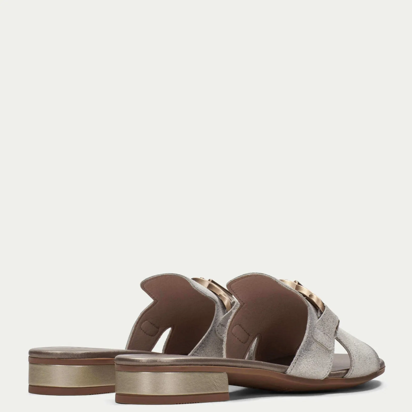 Hispanitas Pale Silver Leather Flat Mules