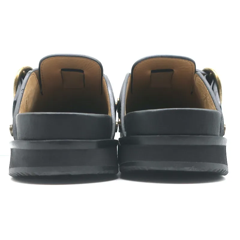 Isabel Marant Mirst Buckle Clogs Black Studded Leather Size 37 Flat Mules NEW