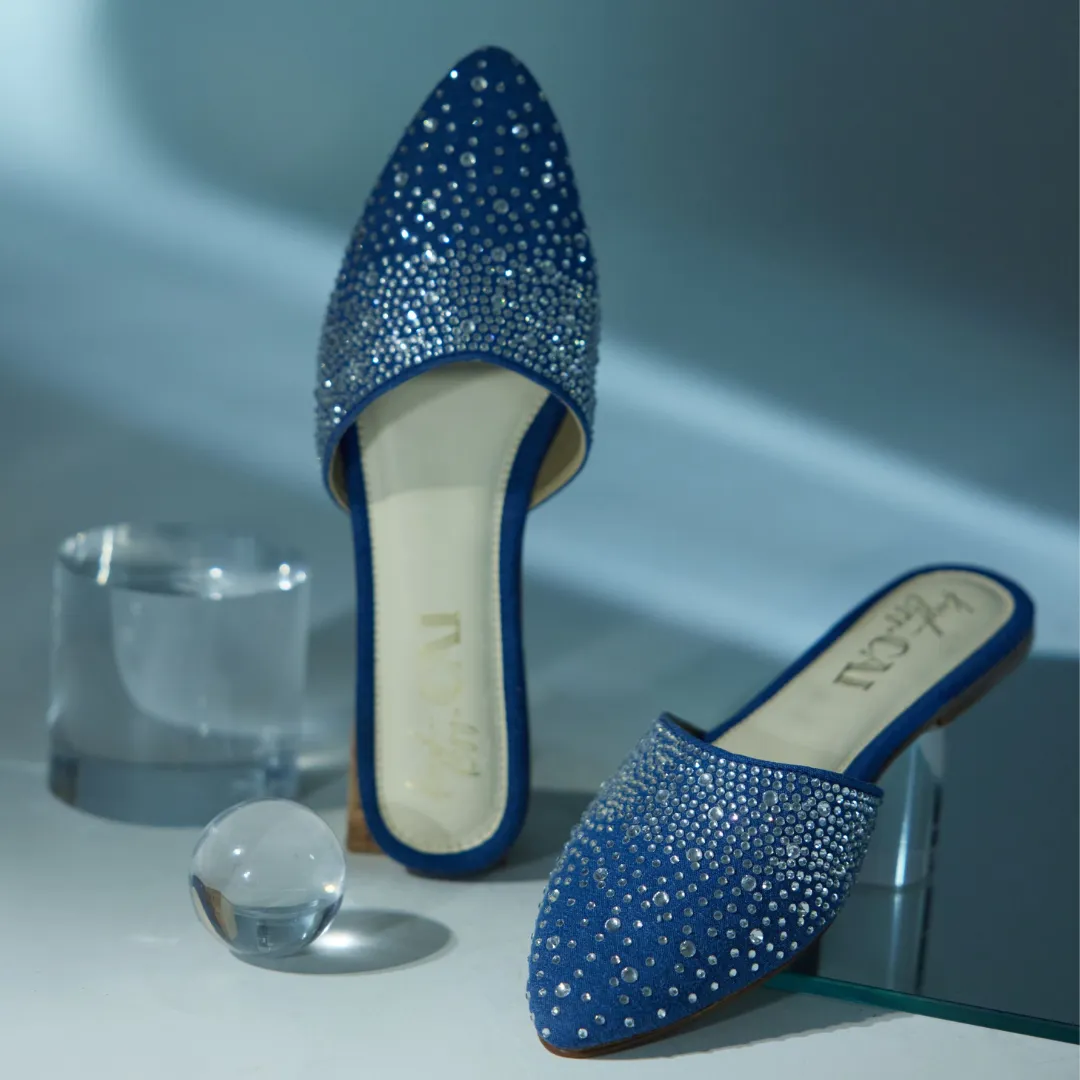 Itterne Denim Sparkle Mules