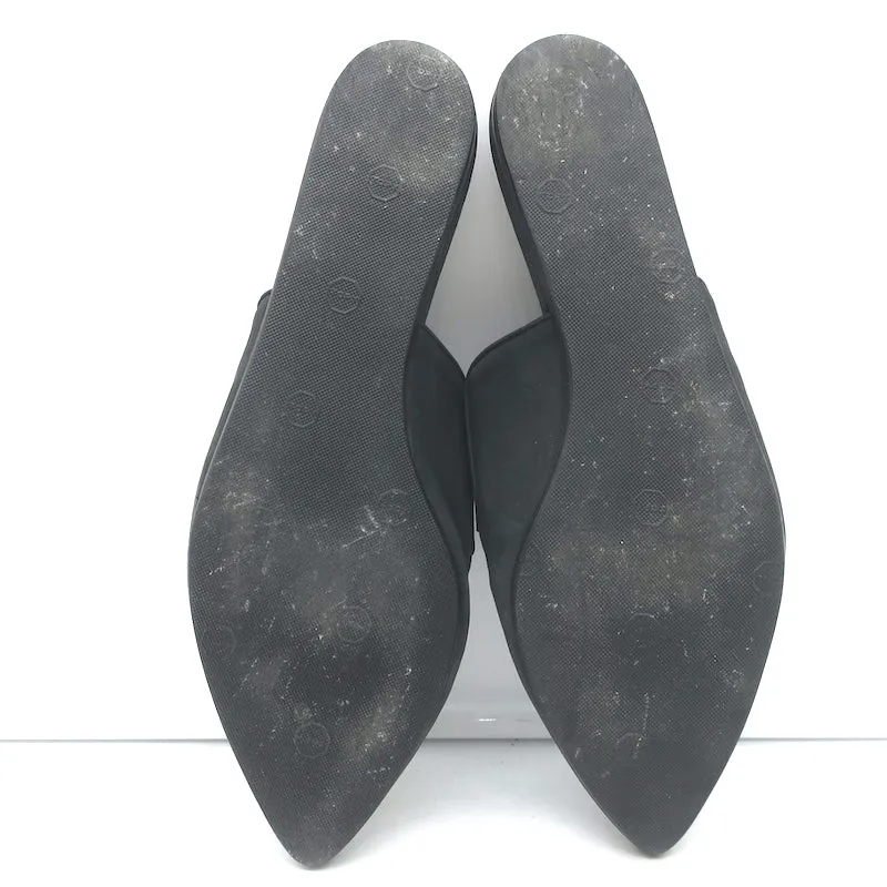 Jenni Kayne Pointed Toe Mules Black Nubuck Leather Size 40
