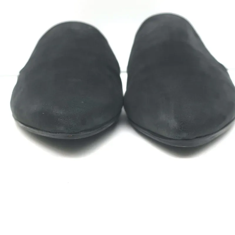 Jenni Kayne Pointed Toe Mules Black Nubuck Leather Size 40