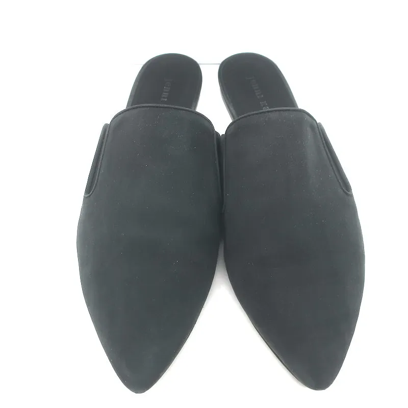 Jenni Kayne Pointed Toe Mules Black Nubuck Leather Size 40