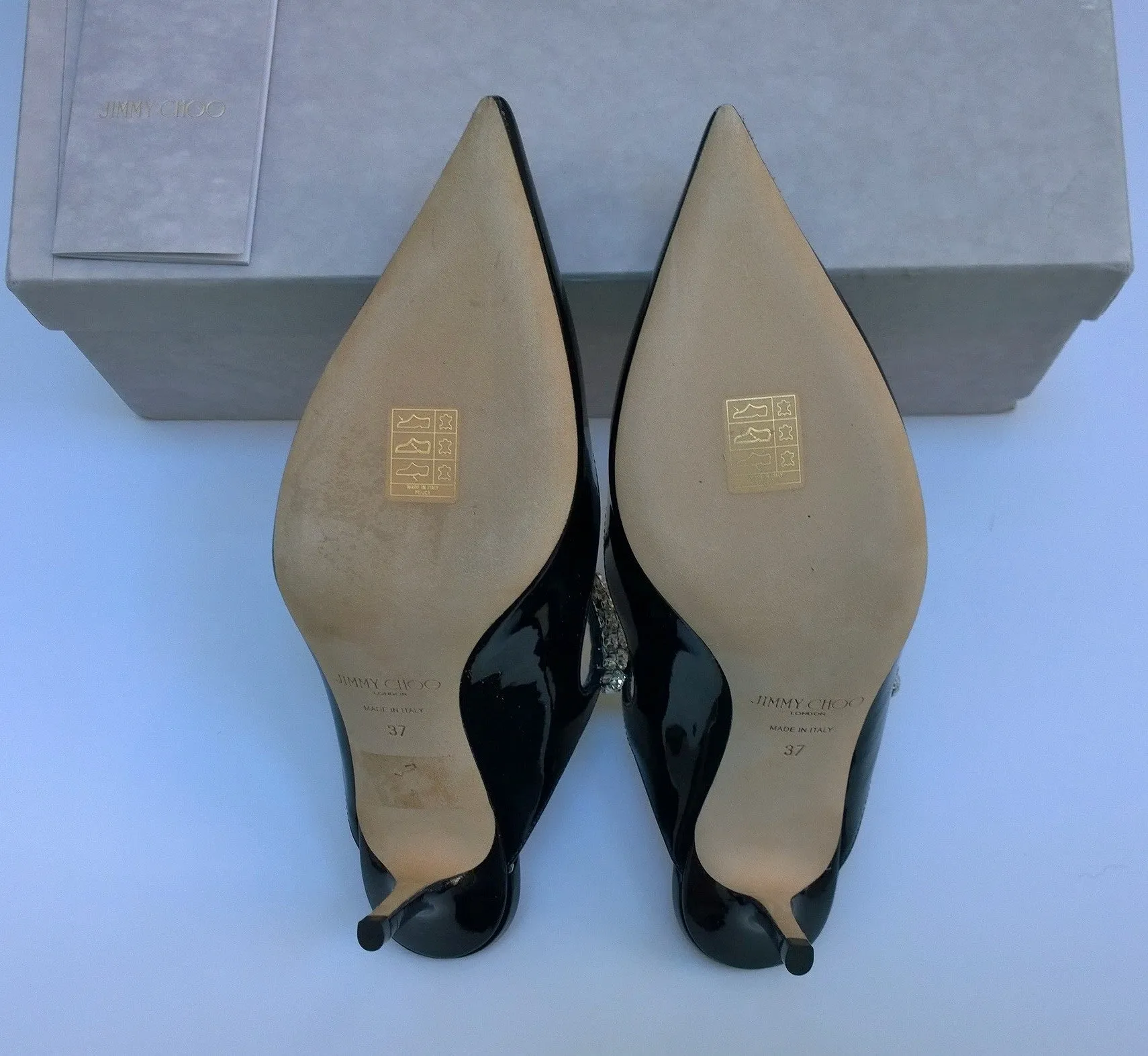 Jimmy Choo Bing 65 Black Patent Rhinestone Strap Heels New in Box Mules Slides
